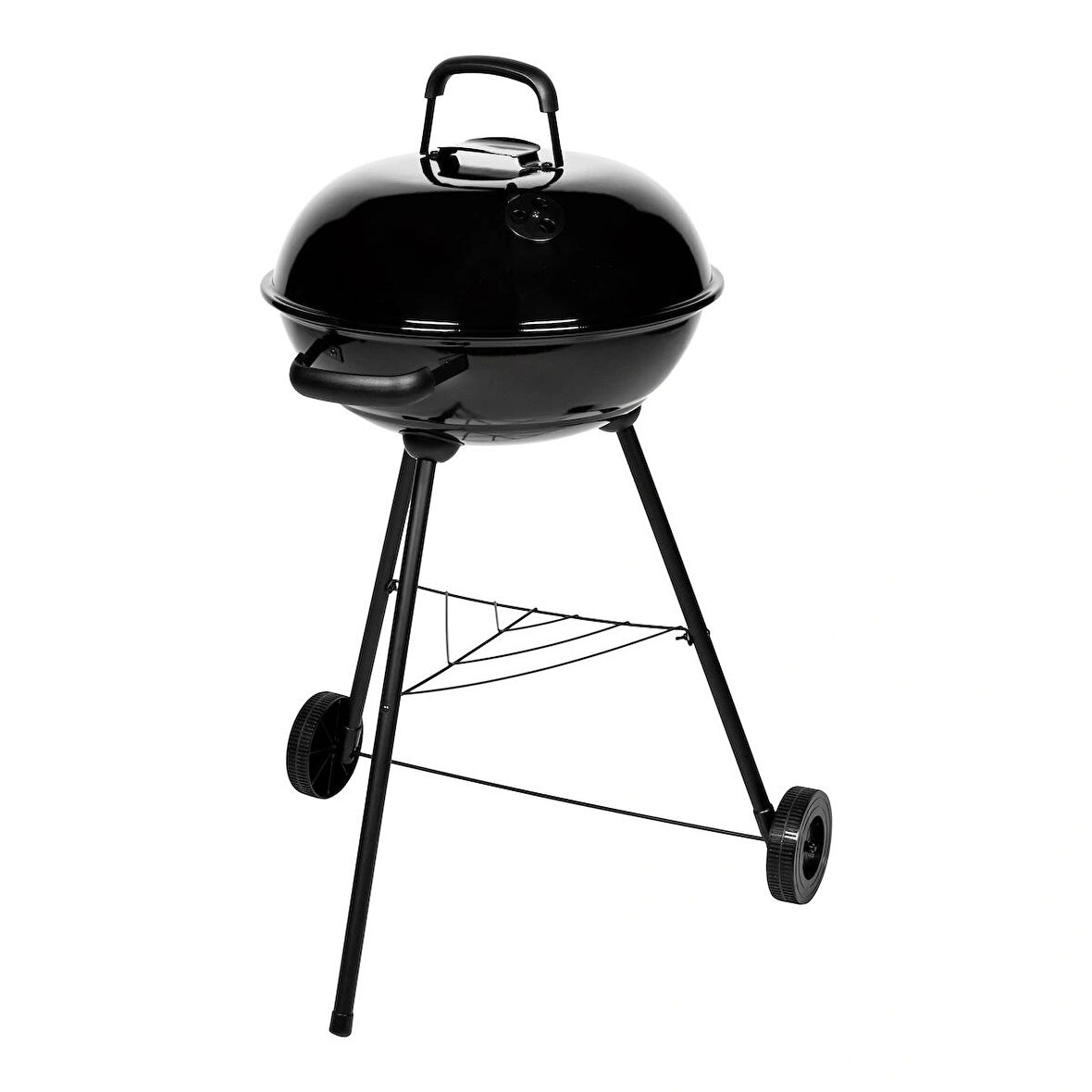 TEKERLEKLİ KÖMÜRLÜ SİYAH KÜRE MANGAL BARBEKÜ 43 CM ÇAPINDA 86 CM UZUNLUK