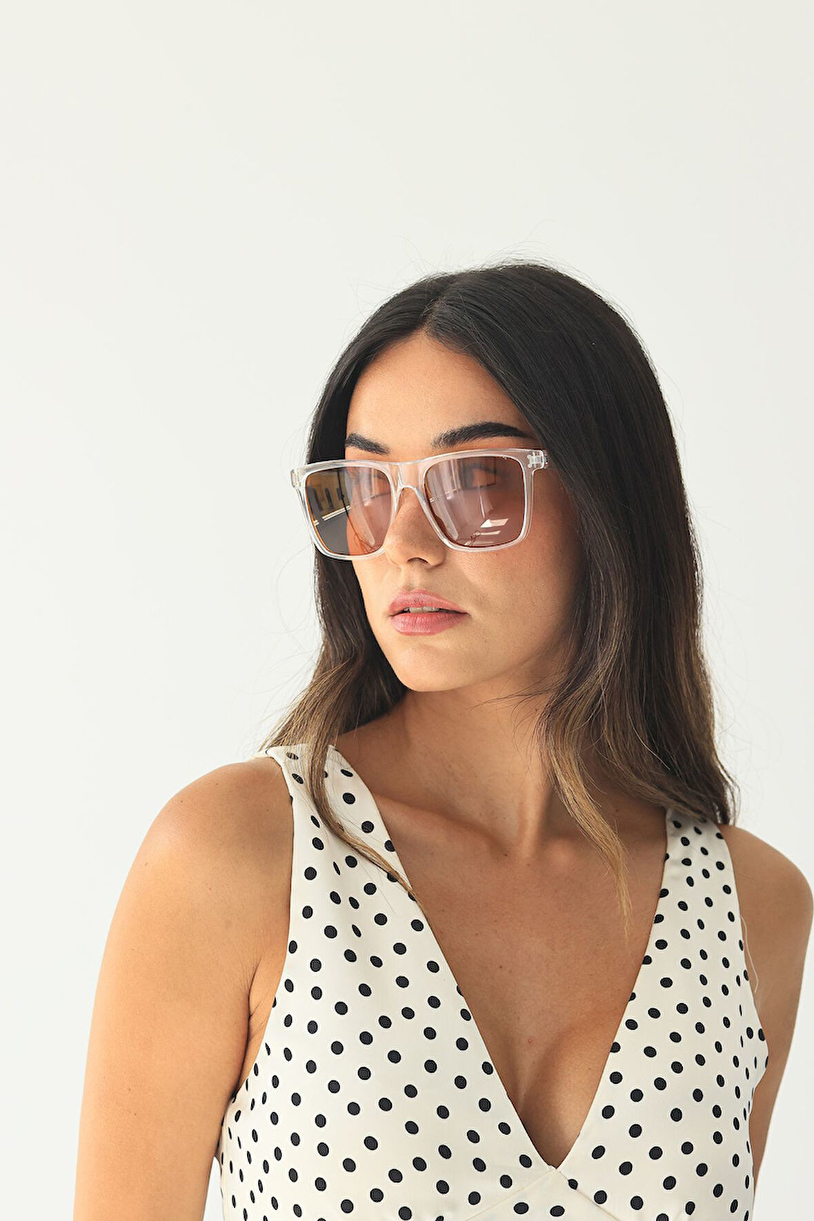 Şeffaf Kahverengi Güneş Gözlüğü