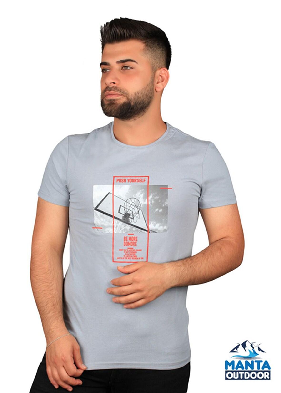 Manta MNT 2406 S. Yaka Pota Baskılı Erkek T-Shirt