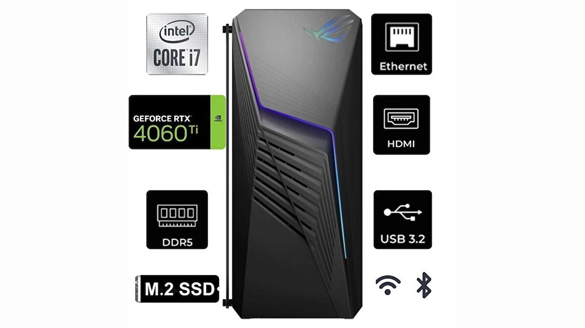 ASUS ROG STRIX i7-14700F G13CHR-274 128GB 4TB RTX 4060 Ti 8GB GDDR6 W11Pro 700W 80+ Bronze PSU Masaüstü Gaming Bilgisayar 
