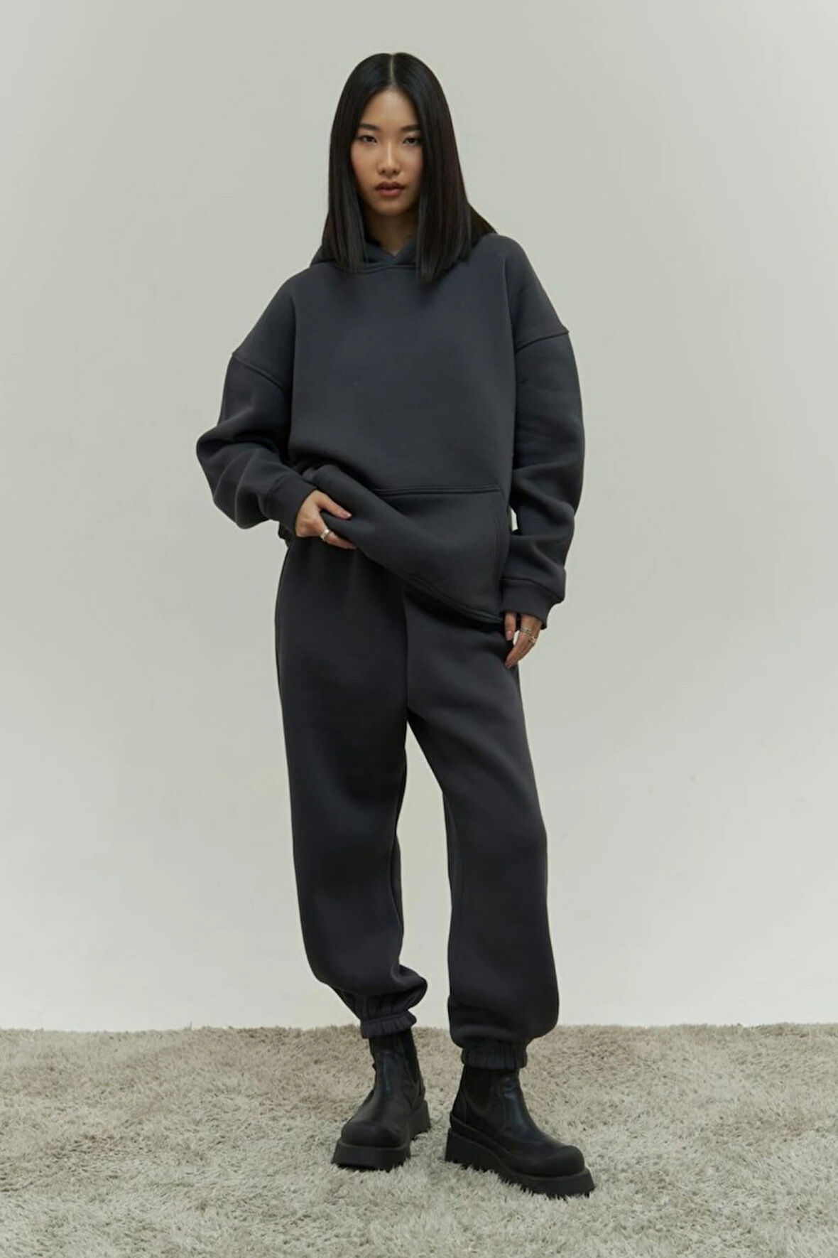 Kadın Oversize 3 İplik Şardonlu Eşofman Takımı – Kışlık