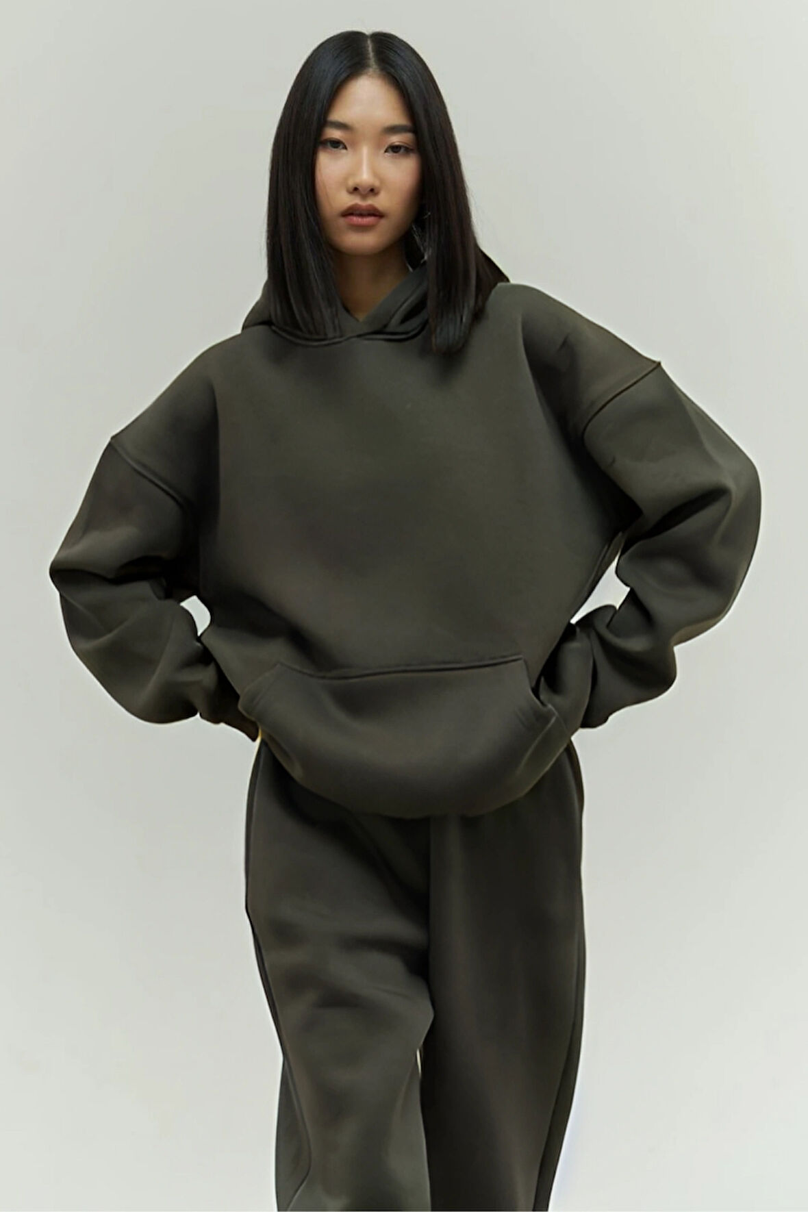 Kadın Oversize 3 İplik Şardonlu Eşofman Takımı – Kışlık