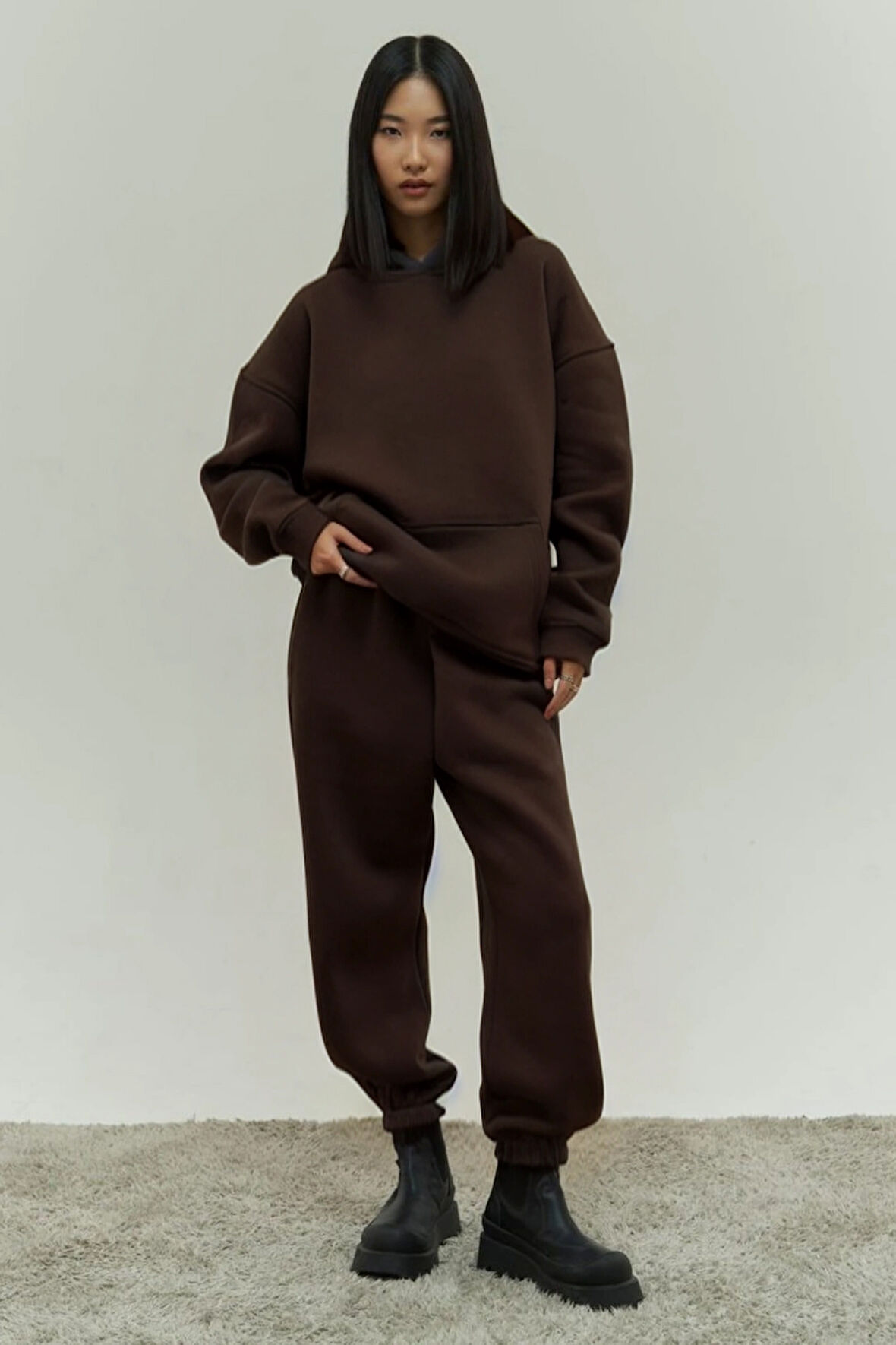 Kadın Oversize 3 İplik Şardonlu Eşofman Takımı – Kışlık
