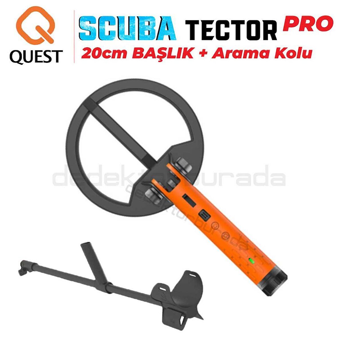 Scuba Tector PRO Su Altı Dedektörü & Sahil Arama Dedektörü - 20 cm Başlıklı - Arama Kollu