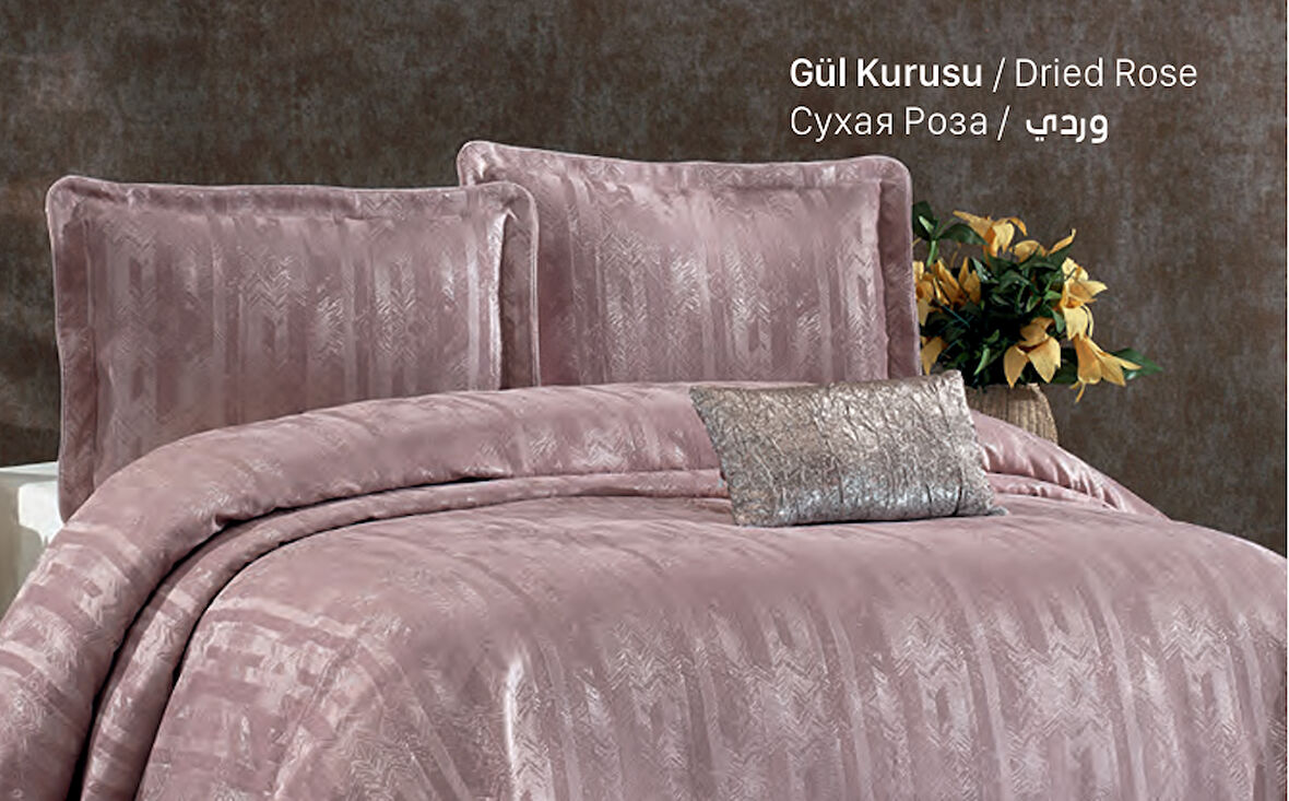 Güzide Çift Kişilik Yatak Örtüsü Riva Gül Kurusu