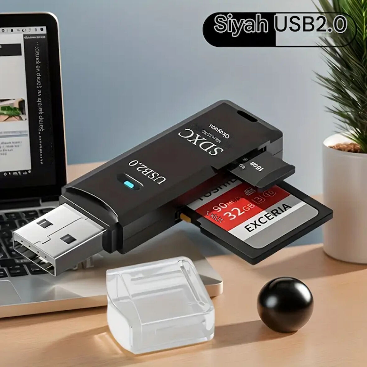 2in1 Usb 2.0 Micro Sd Hafıza Kartı - Tf Kart Okuyucu Hub Adaptör Veri Aktarıcı