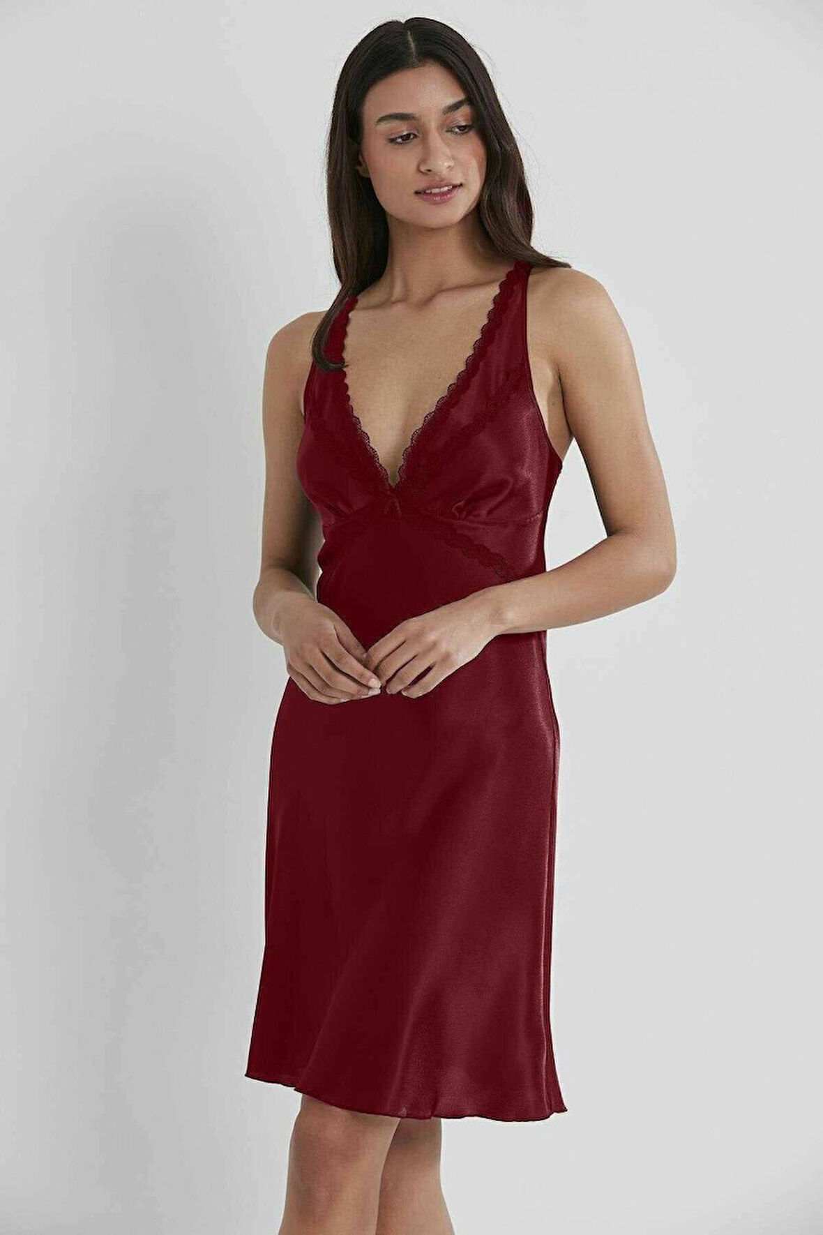 Pierre Cardin Saten Gipürlü Kadın Gecelik 690