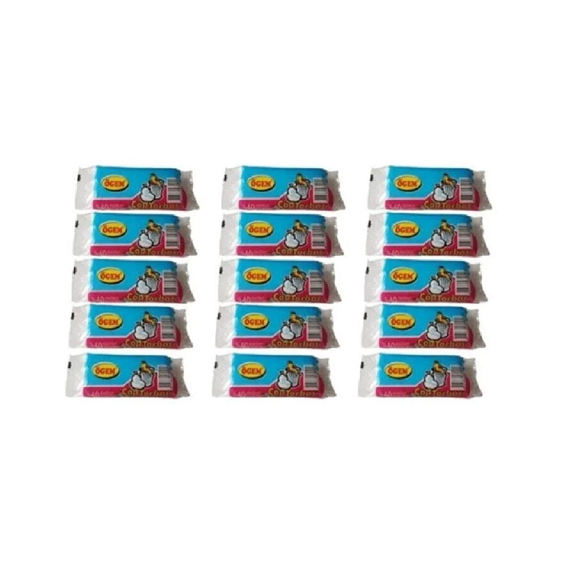 Ögem Küçük Boy Çöp Poşeti 40x50 Cm 40'lı Rulo 15 Paket Şeffaf