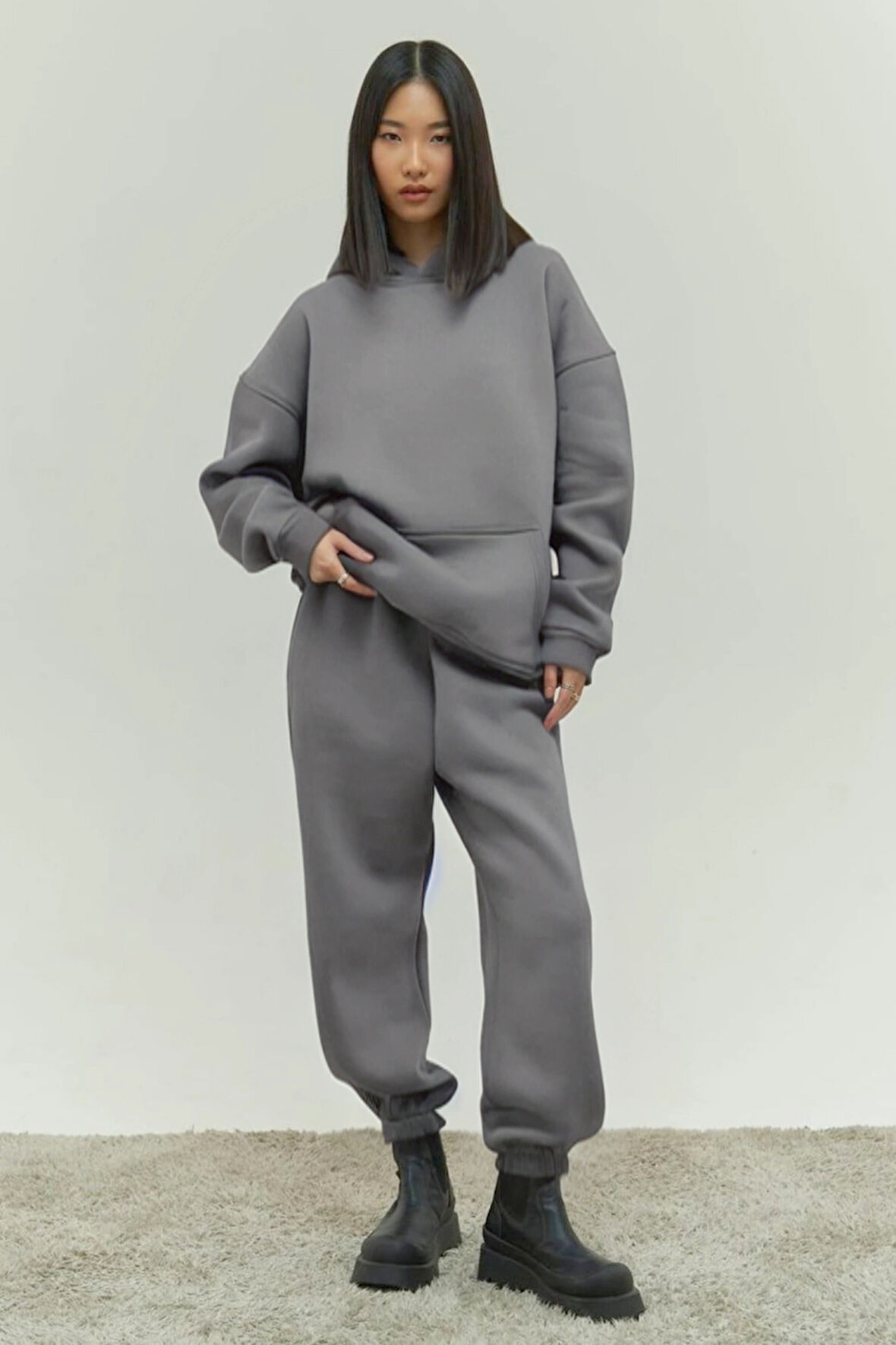 Kadın Oversize 3 İplik Şardonlu Eşofman Takımı – Kışlık
