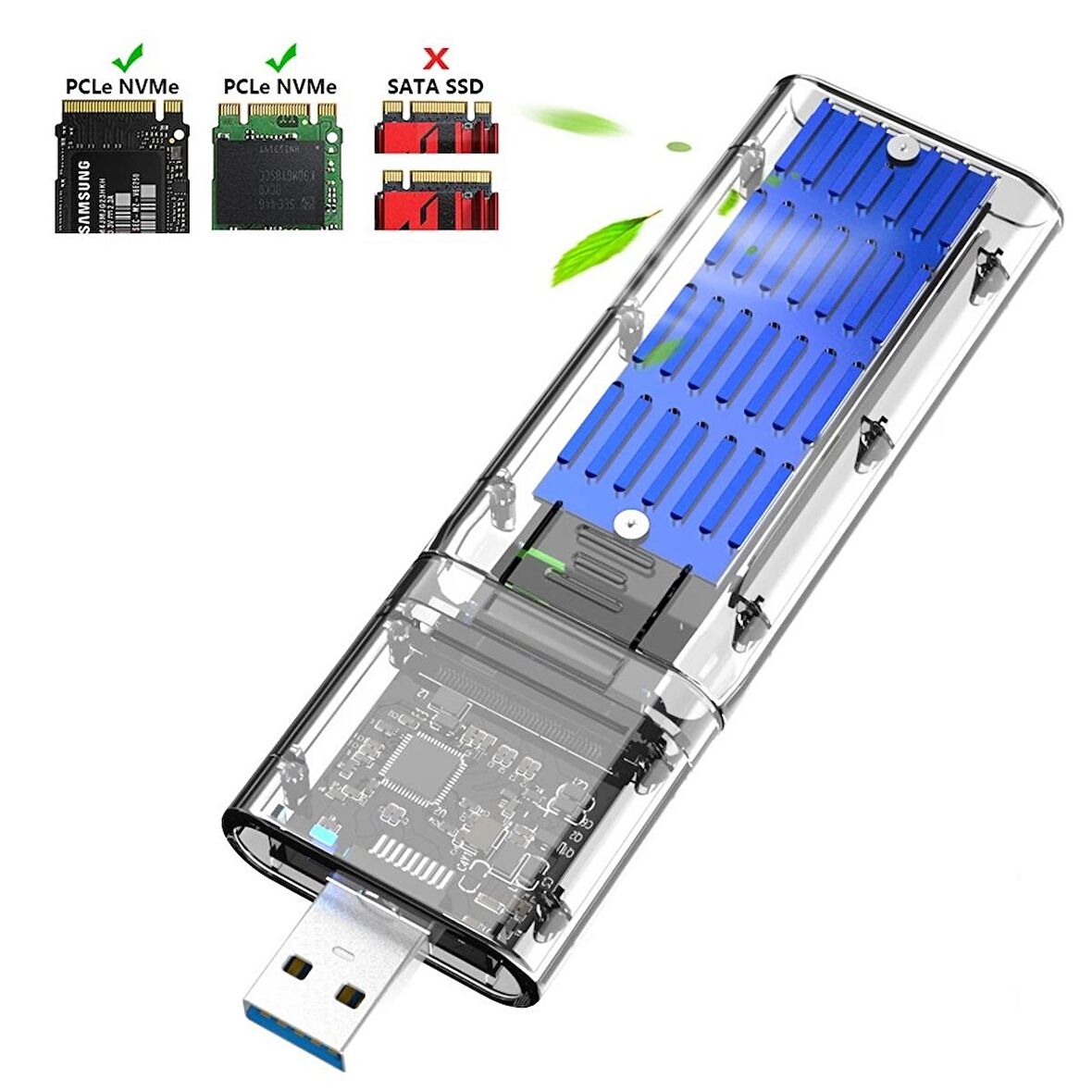 2230 2242 2260 2280 22110 M.2 NVME SSD MUHAFAZA USB 3.1 ŞEFFAF DİSK KUTUSU