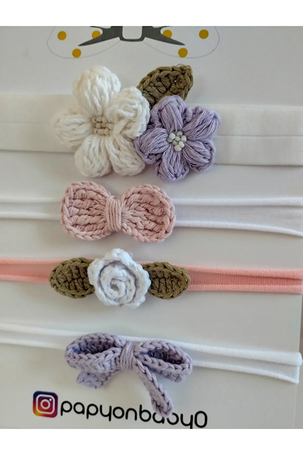 4'lü Set Örgü Motifli Saç Bandı - Çok Renkli - Organik & El Yapımı