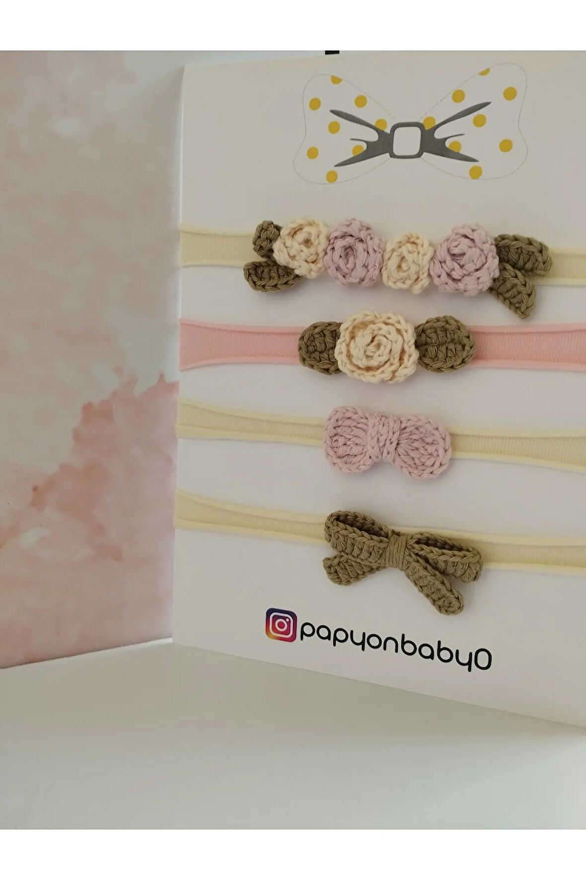 4'lü Set Örgü Motifli Saç Bandı - Çok Renkli - Organik & El Yapımı