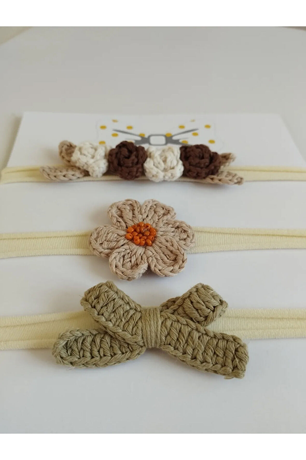 3'lü Set Örgü Motifli Saç Bandı - Çok Renkli - Organik & El Yapımı