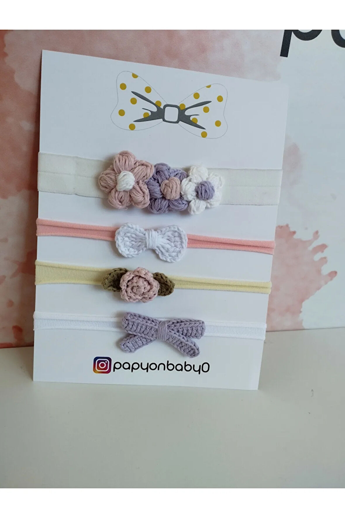 4'lü Set Örgü Motifli Saç Bandı - Çok Renkli - Organik & El Yapımı