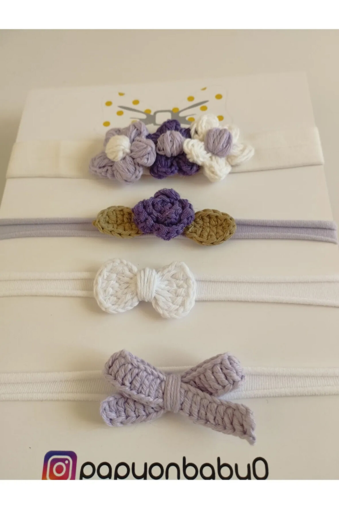 4'lü Set Örgü Motifli Saç Bandı - Çok Renkli - Organik & El Yapımı