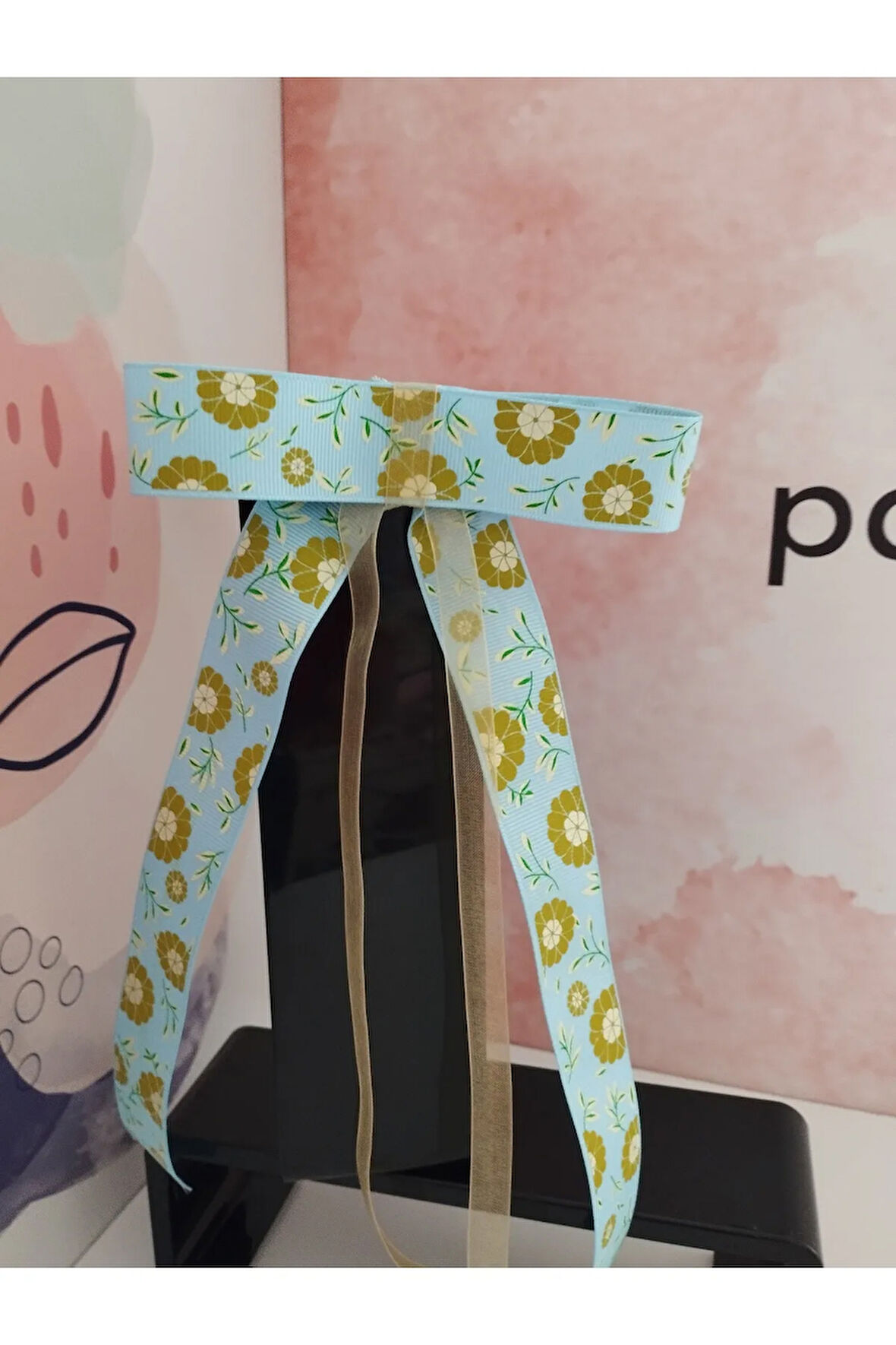 Fiyonk Kurdele Toka - Mavi - Organik & El Yapımı