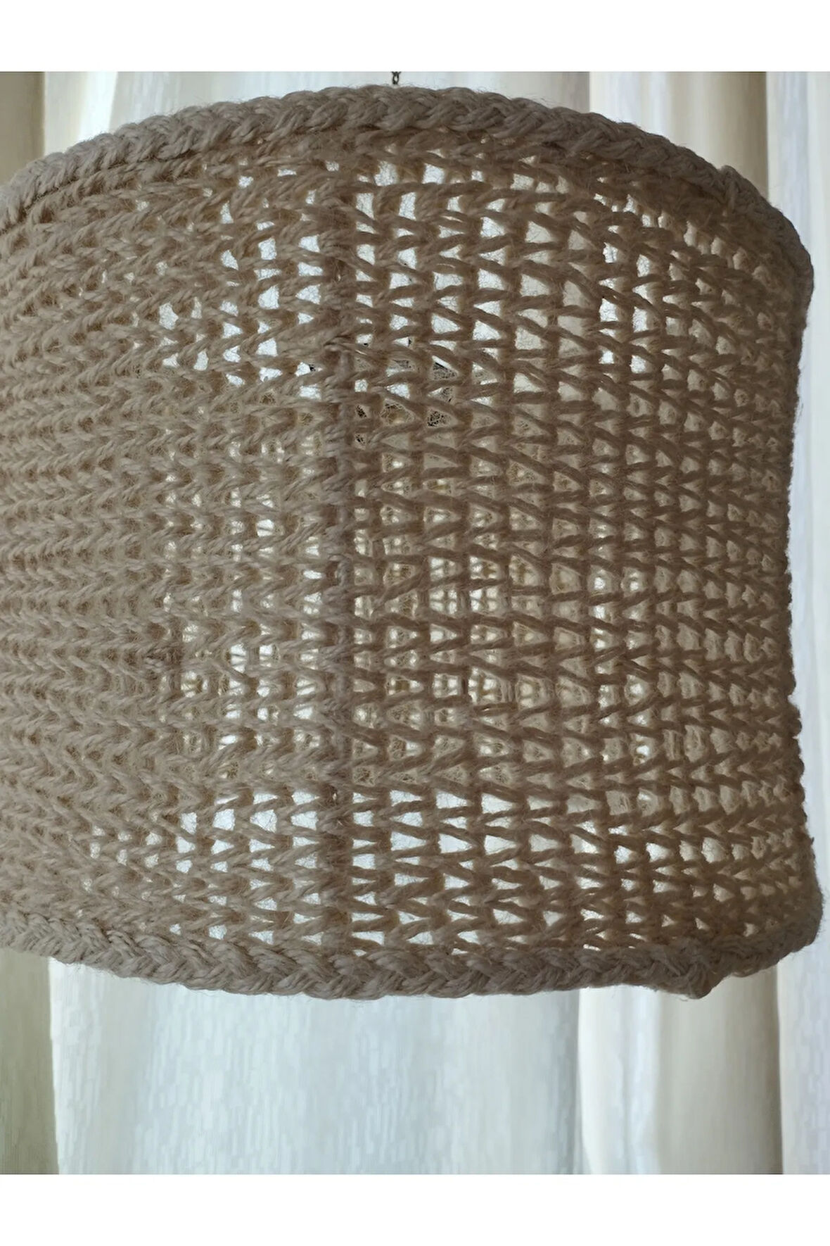 Örgü Abajur - Krem - Organik & El Yapımı