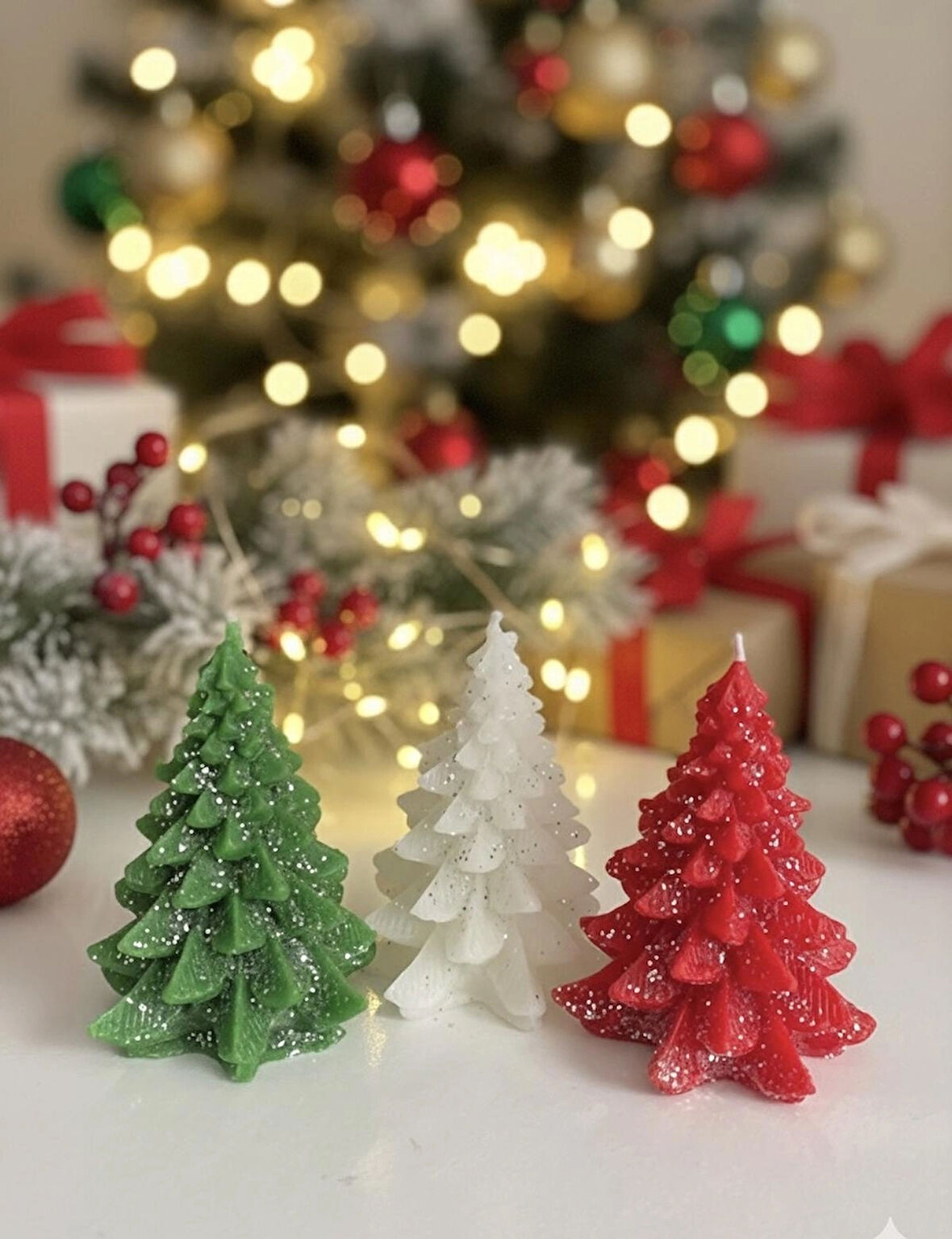 3 Adet Yılbaşı Temalı Mum Hediyelik Mum