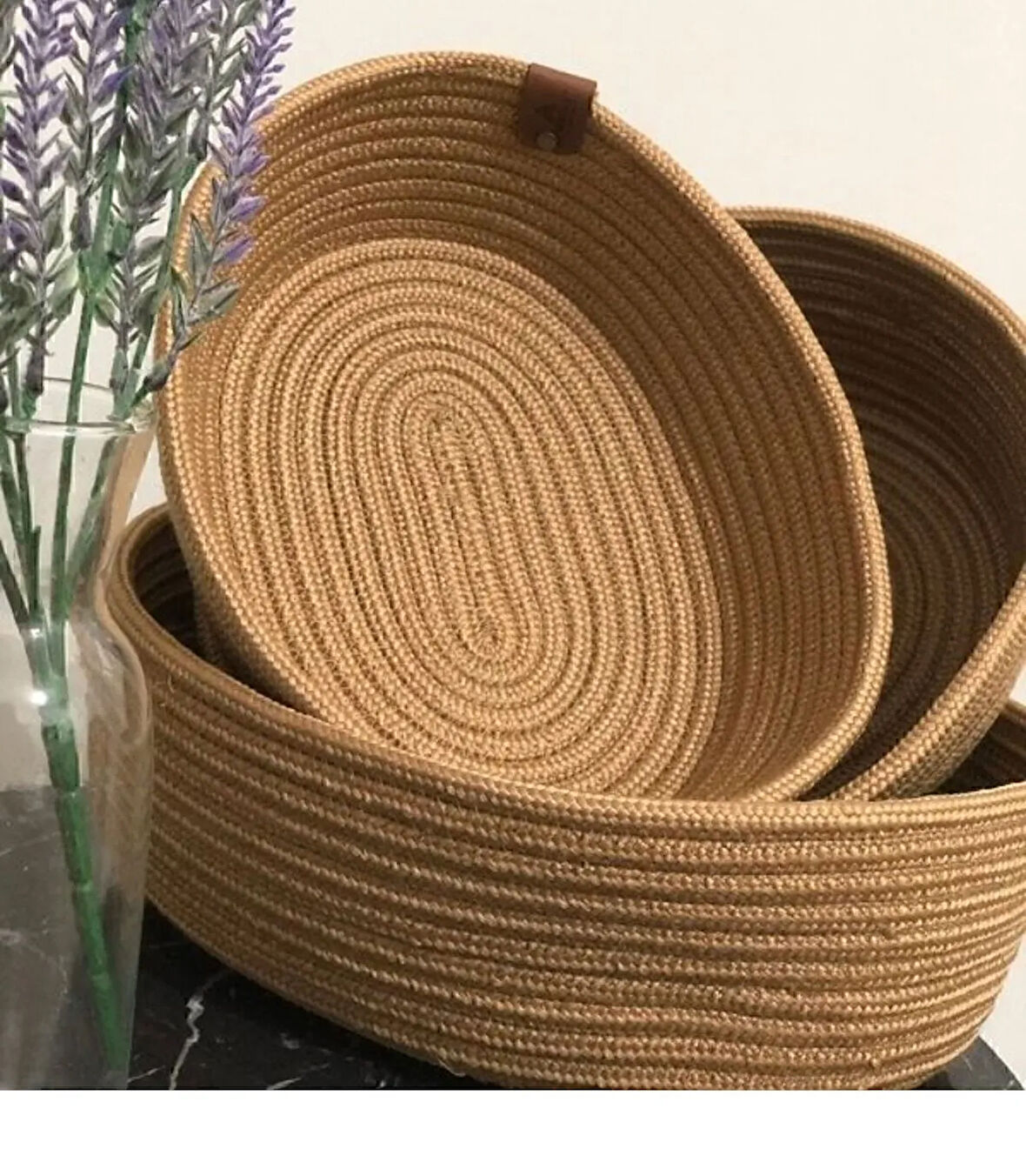 3'LÜ OVAL HASIR SEPET 18*28CM GOLD-KAHVE