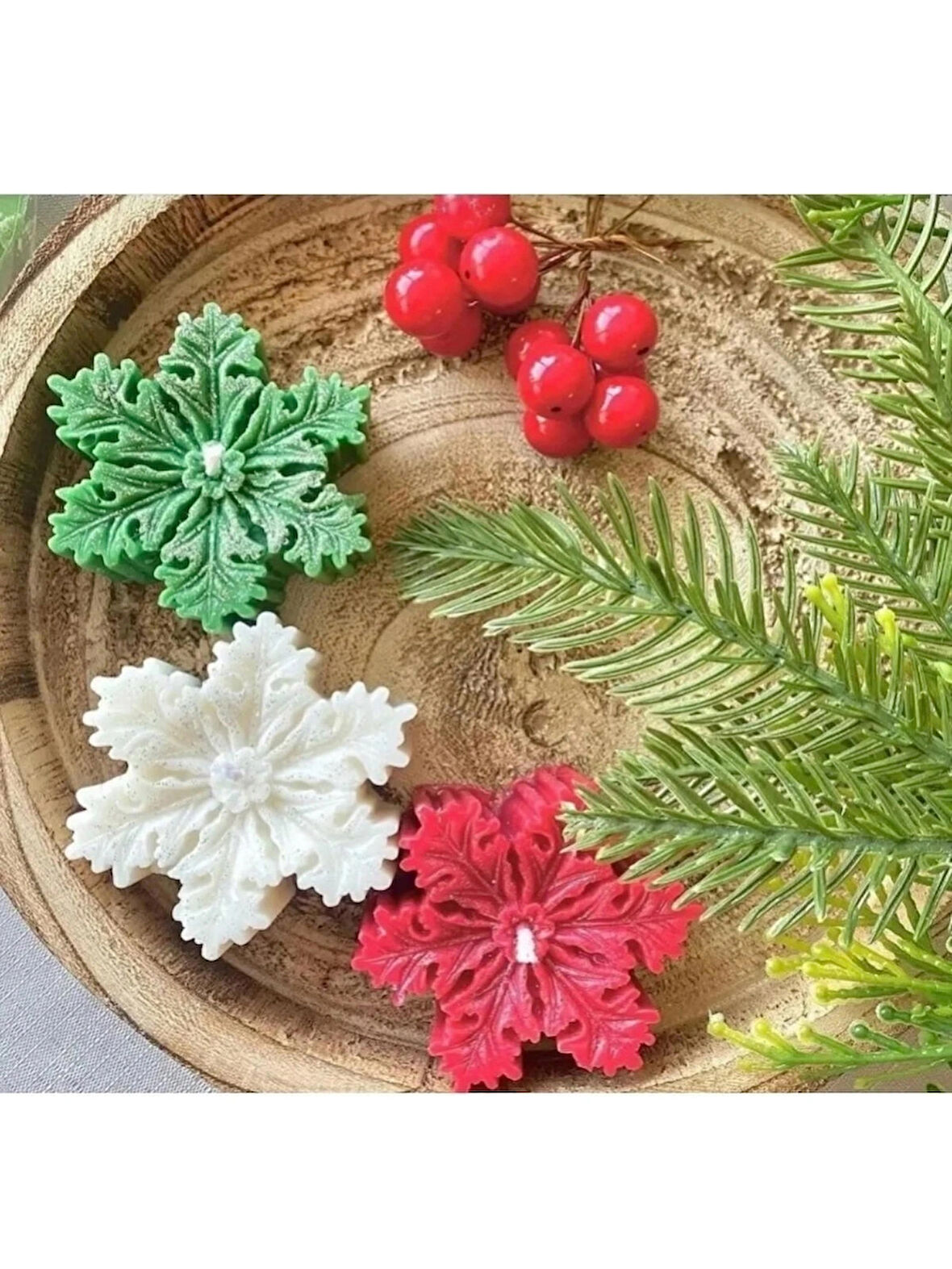 3 Adet Kar Tanesi Mum Yılbaşı Hediyelik Mum