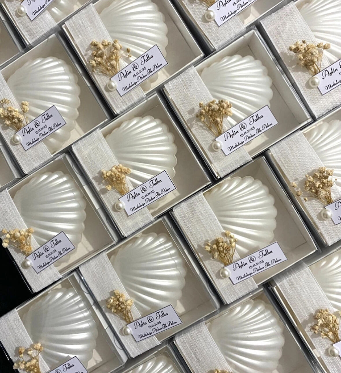 10 Adet Kutulu Cipso Süslemeleli Söz Nişan Nikah Bebek Mevlit Hediyelikleri