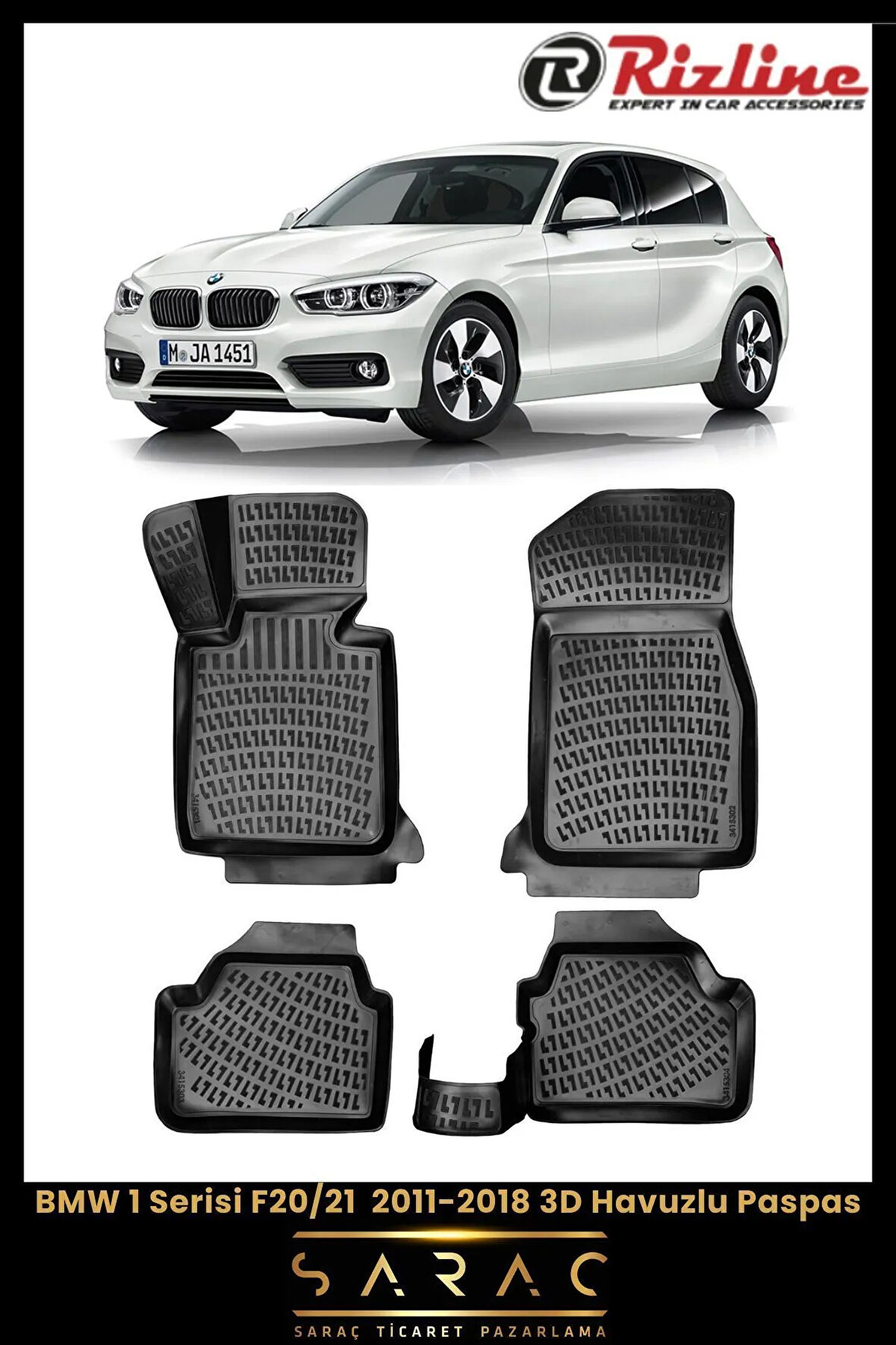 Rizline BMW 1 Serisi F20/21 2017 Model 3D Havuzlu Paspas