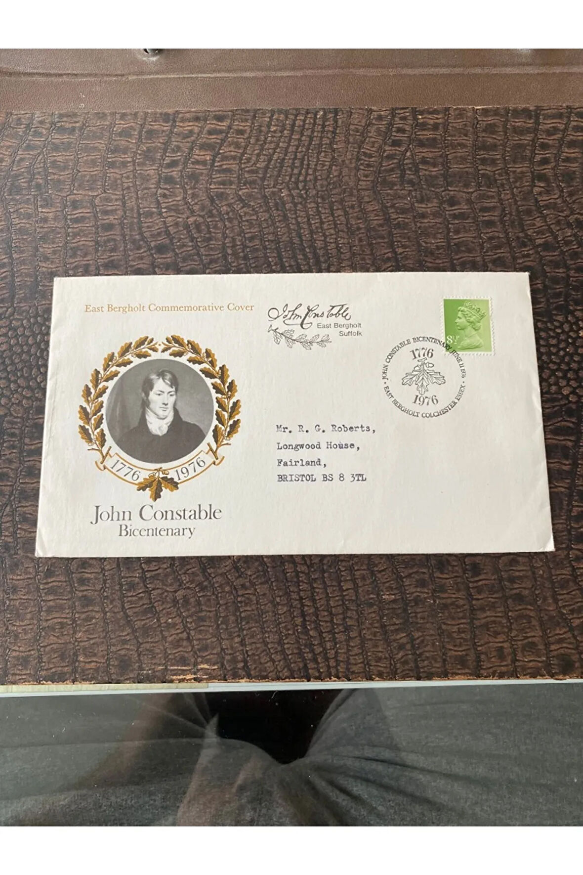 İngiltere Kraliçe İLK GÜN ZARFI John Constable Bicentenary East bergholt commemorative Cover 1976'd