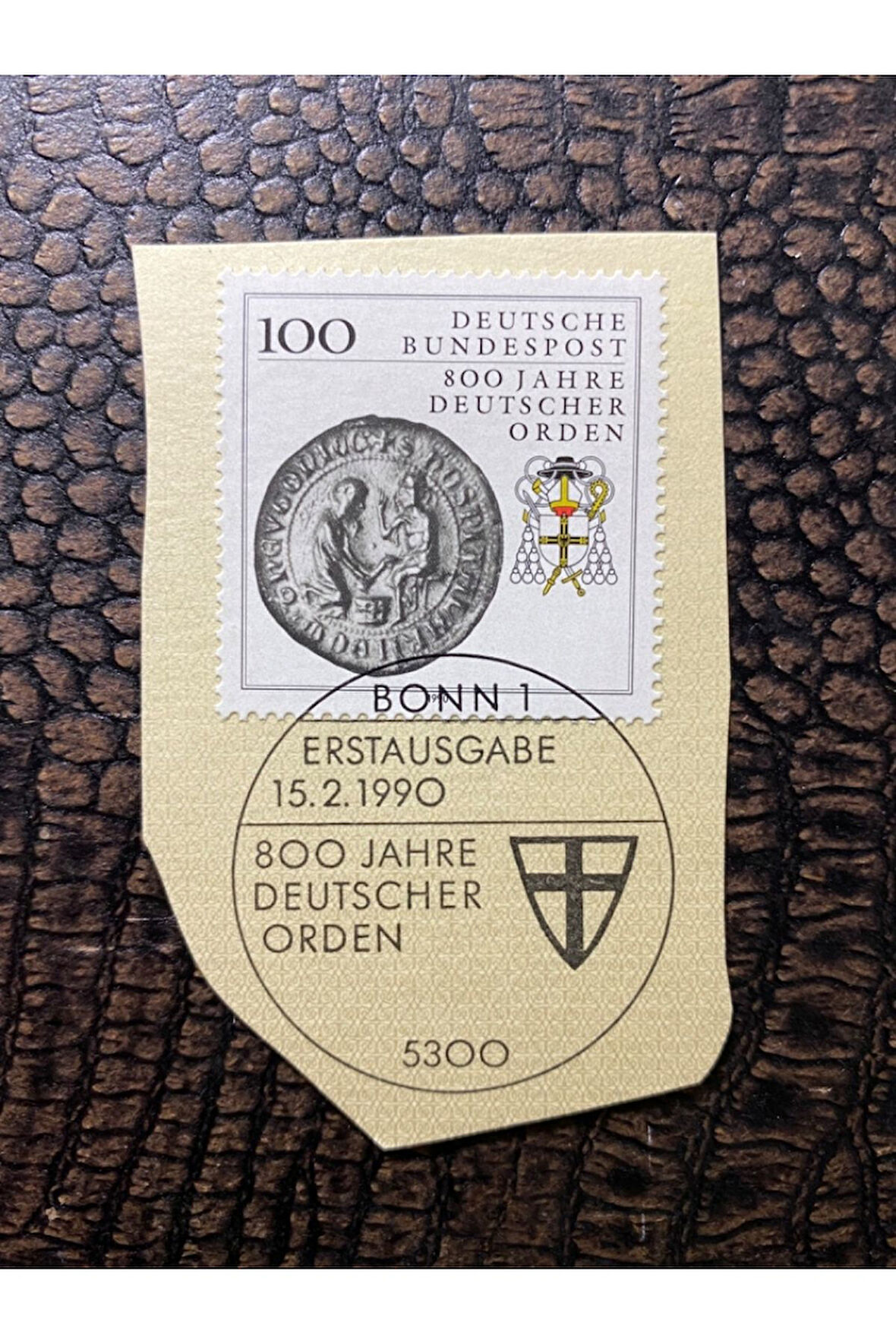 Almanya İlkgün Özel Damgalı Fragman Pul 800 Jarhe Deutscher Orden (Nişan) 1990 Bundespost