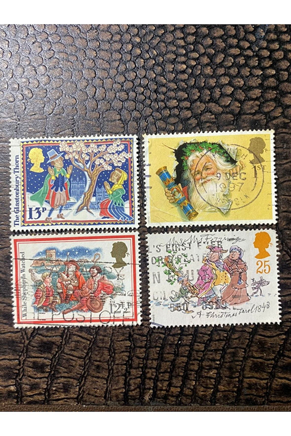 İngiltere Damgalı Pullar Büyük Ebat İngiliz Lot Noel Temalı