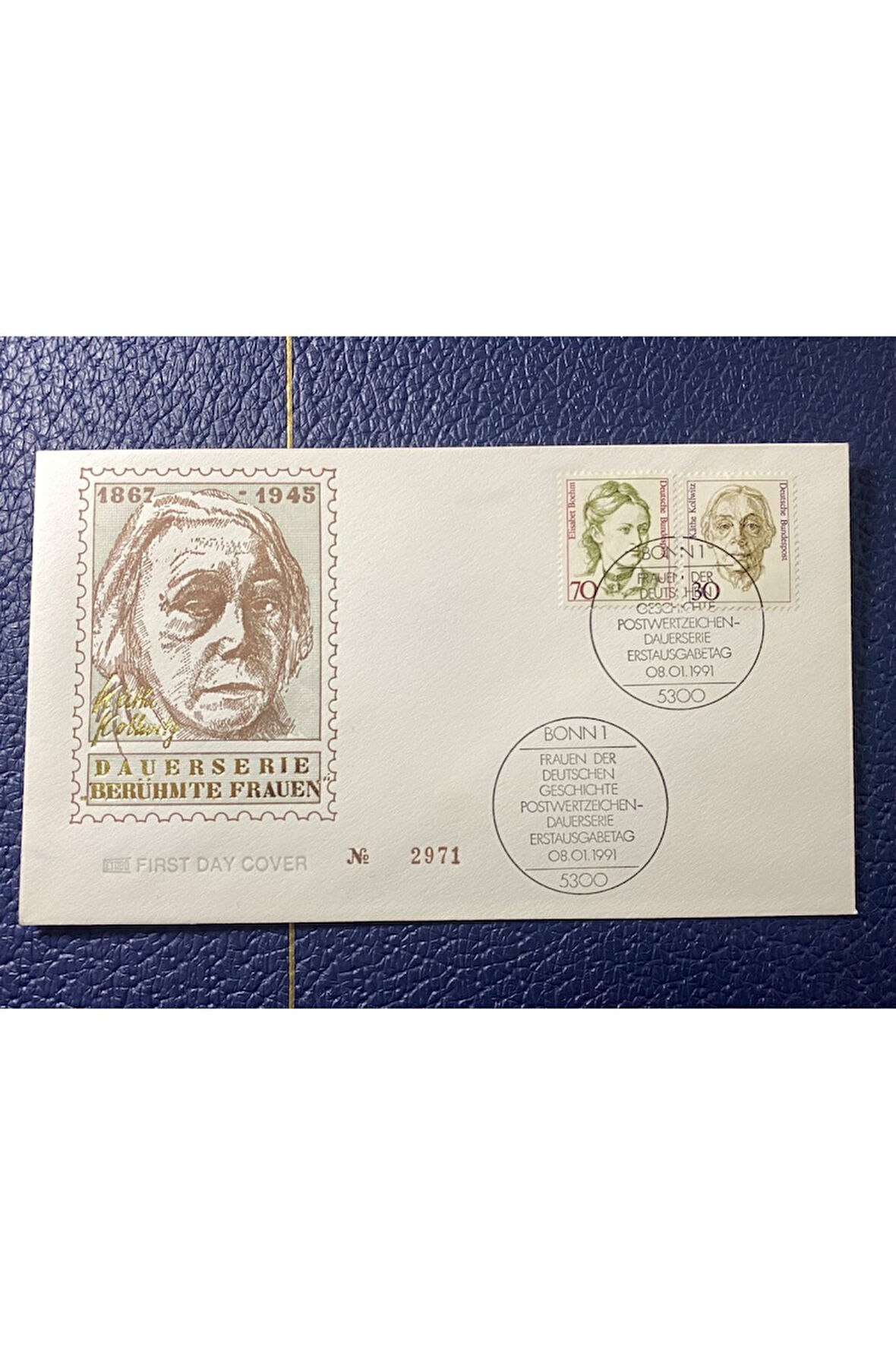 ALMANYA ÖZEL PULLU ve DAMGALI DEVAMLI SERİ ÜNLÜ KADINDLAR 1991 BONN FDC SERİ NO'LU