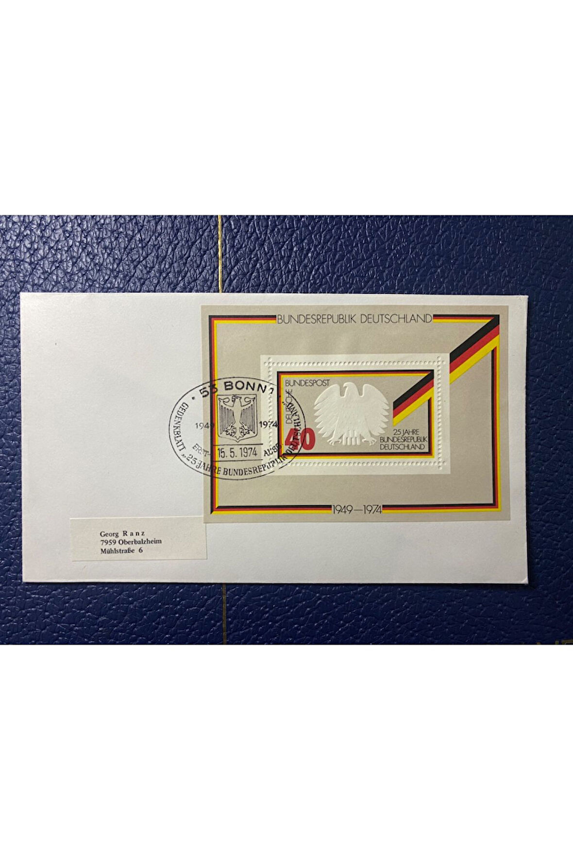 ALMANYA İLK GÜN DAMGALI ZARF 25 JAHRE BUNDESREPUBLİK DEUTSCHLAND BONN FDC DEUTSCHLAND BRD