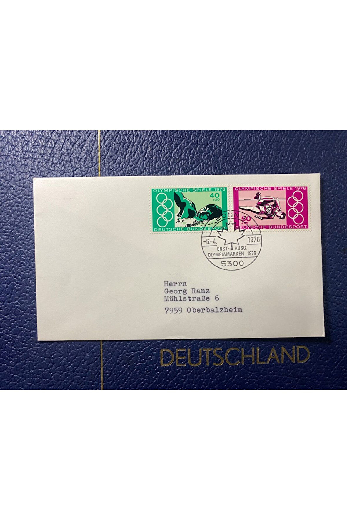 ALMANYA İLK GÜN DAMGALI ZARF ERSTAUSGABE OLYMPİAMARKEN 1976 OLYMPİSCHE SPİELE BONN FDC DEUTSCHLAND