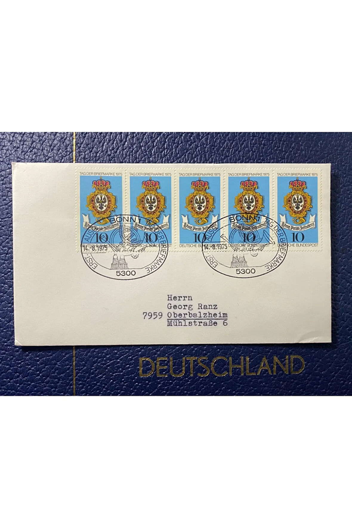 ALMANYA ÖZEL DAMGALI TAG DER BRİEFMARKE 1975 ERSTAUSGABETAG DEUTSCHLAND BRD