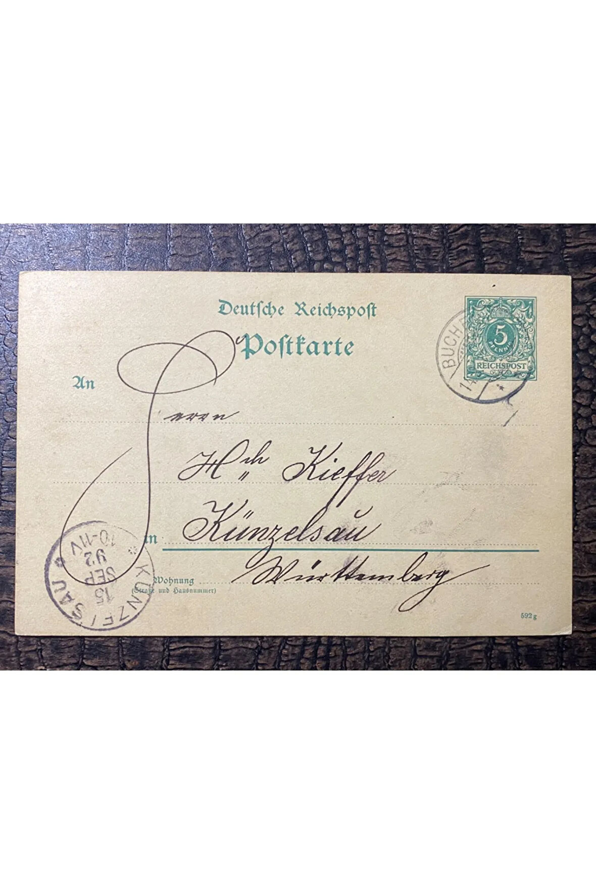 1892 Yılına ait Posta Kartı Antiye Almanya İmparatorlu Dönemi Deutsches Reich