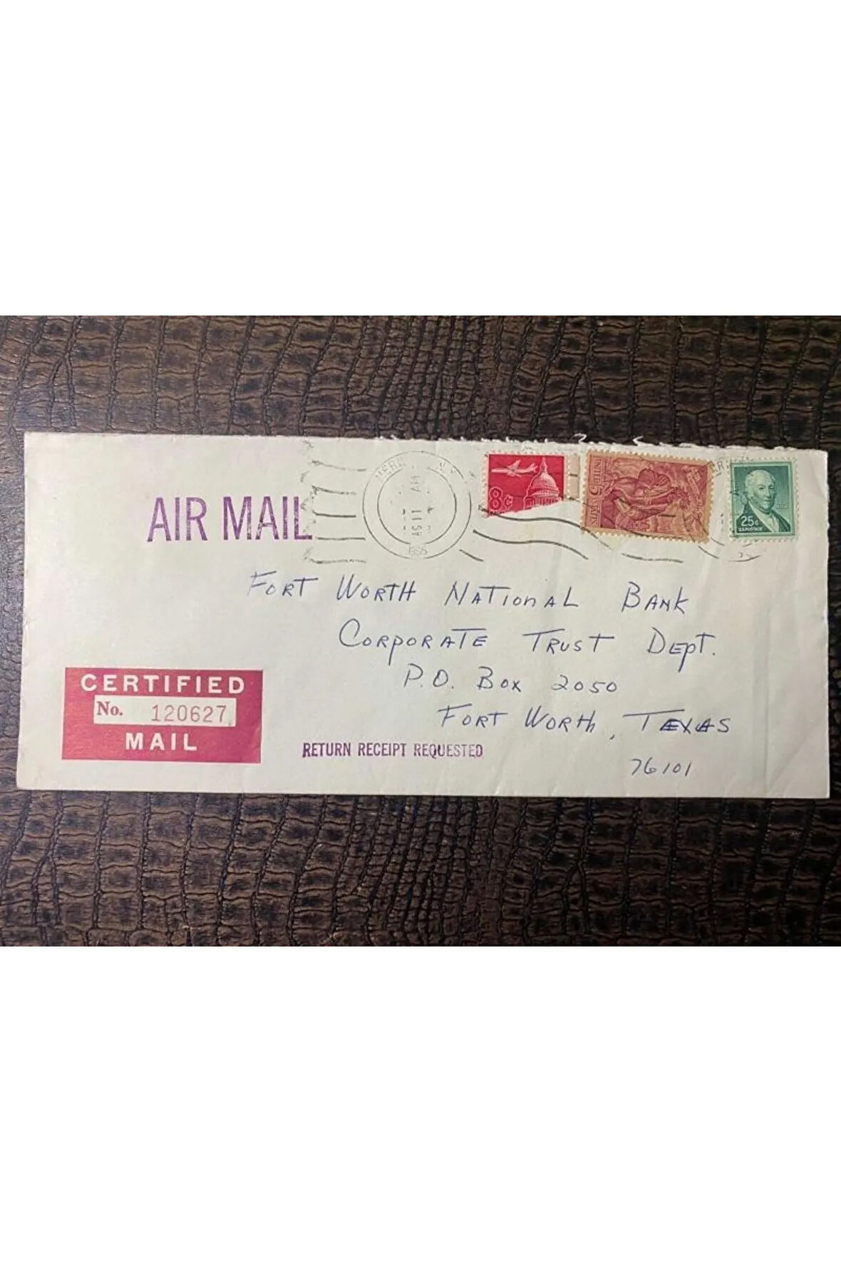 USA Amerikan Pullu 1965 Yılında Taahhütlü Postadan geçmiş varış damgalı Uçak Postası boş Zarf US RE