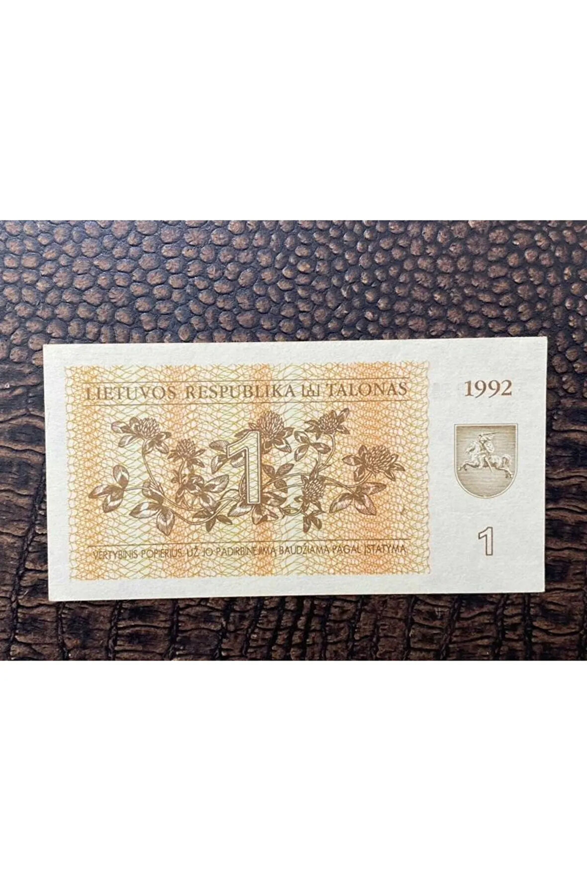 LIETUVOS RESPUBLIKA Litvanya, 1 Talonas 1992 Yılı (10/10)- ÇİL ( UNC)