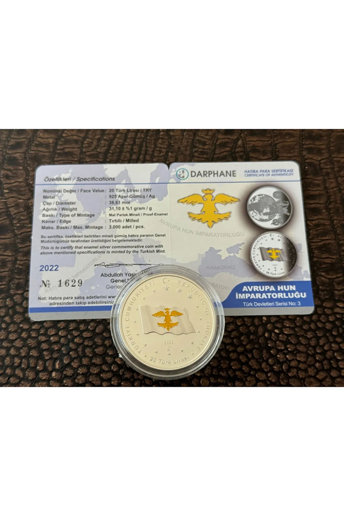 Avrupa Hun İmparatorluğu-Türk Devletleri Serisi No:3 Gümüş Hatıra Para