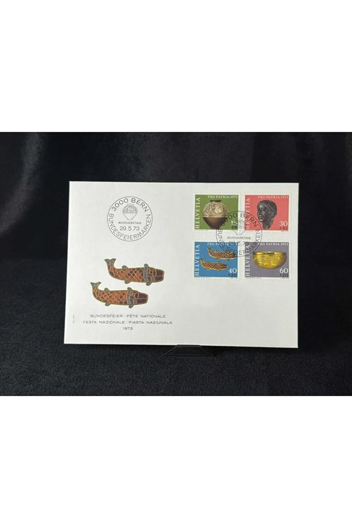 İsviçre İlk Gün Zarfı Schweiz Pro Patria 1973 996/99 Archäolog. Funde als FDC İsviçre İlk Gün Zarf