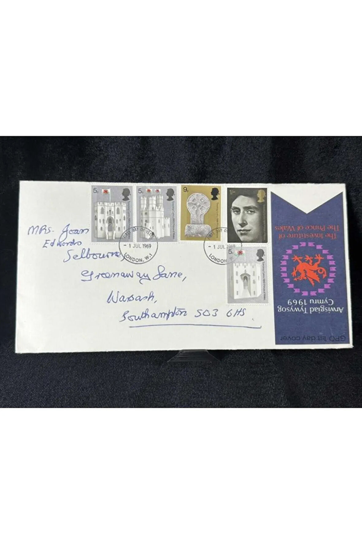 İlk Gün Zarfı GPO First Day Cover Investiture Prince of Wales with 1969 Caernarvon Postmarks