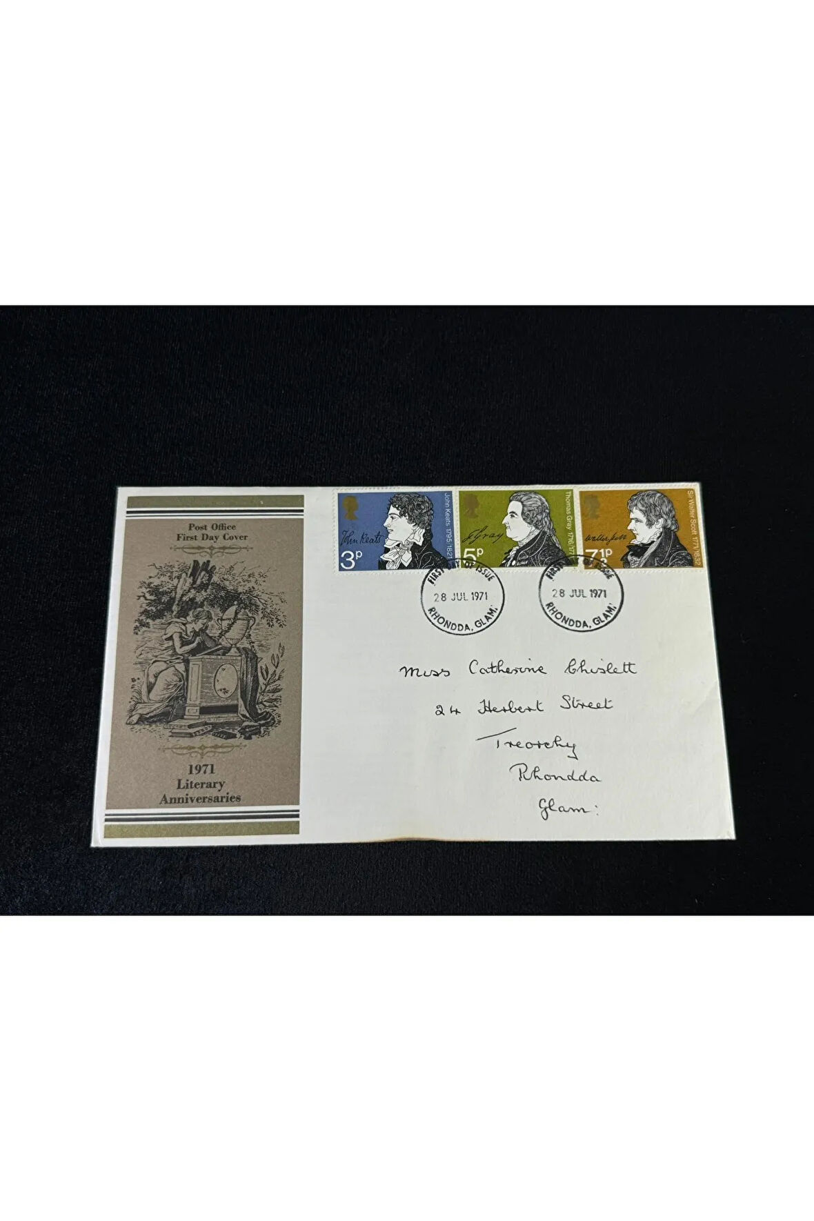 İngiltere FDC 1971 Literary Anniversaries İlk Gün Zarfı Tam Seri