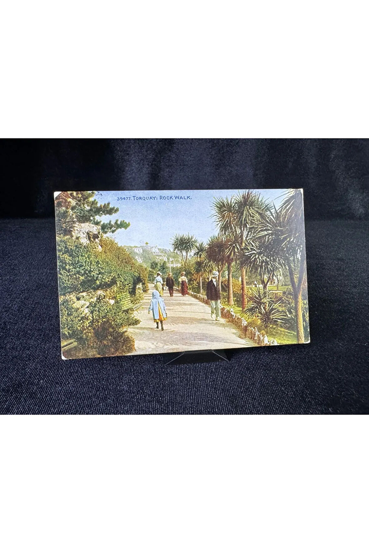 İngiltere Torquay Rock Walk Photochrom Celesque 39477 Halfpenny Pullu 1914 yıllında Londra'ya posta