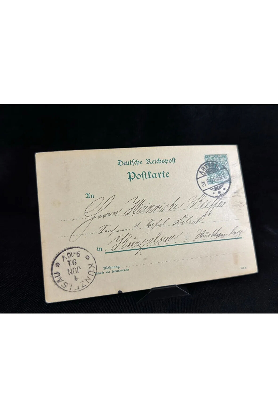 Deutsche Reichspost Antiye 1891 yılı Alman Reich döneminden 5 Pfennig kendinden Pullu Posta kartı p