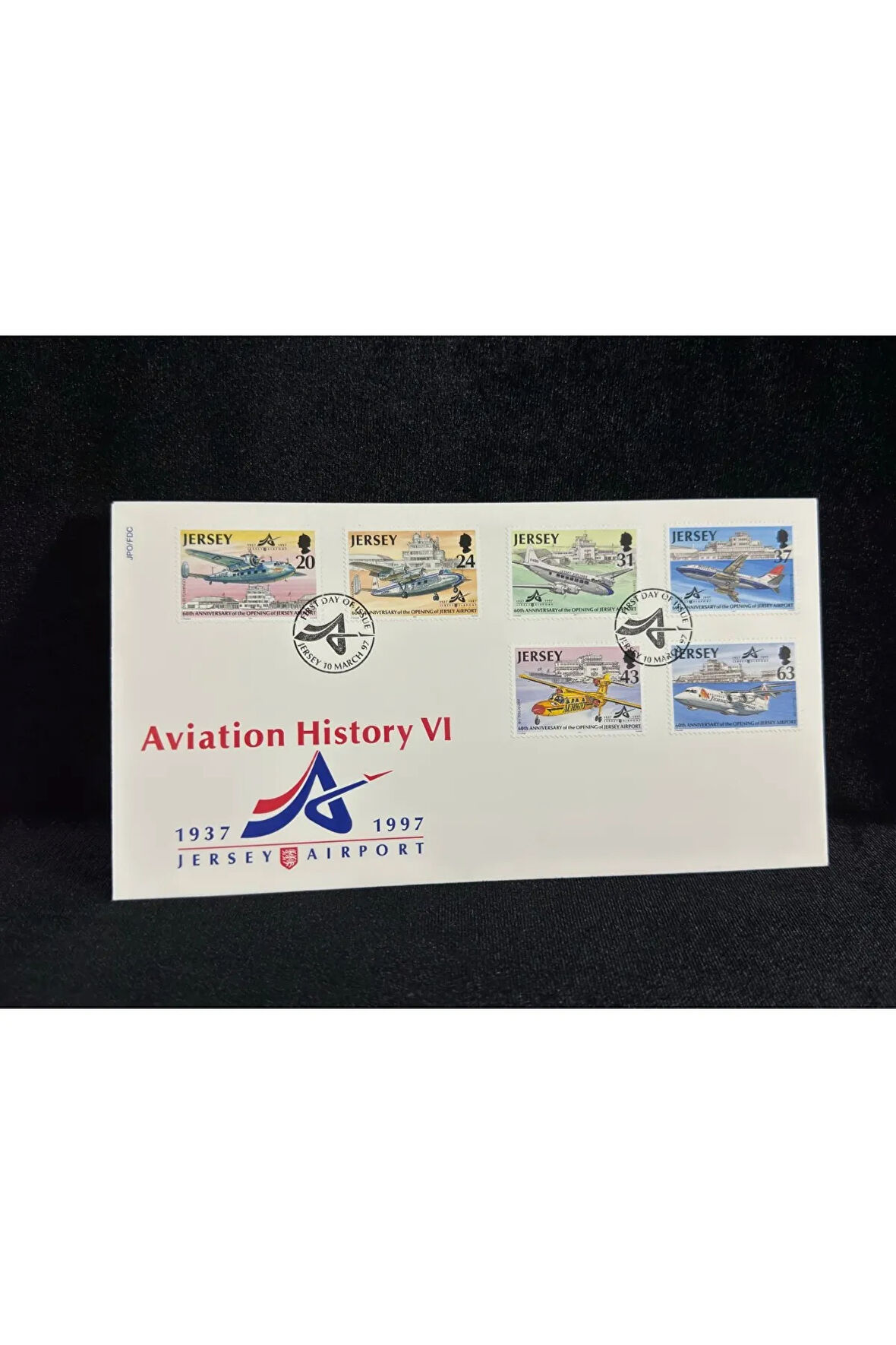1997 Jersey Havacılık Temalı İlk Gün Zarfı Jersey Aviation History VI FDC