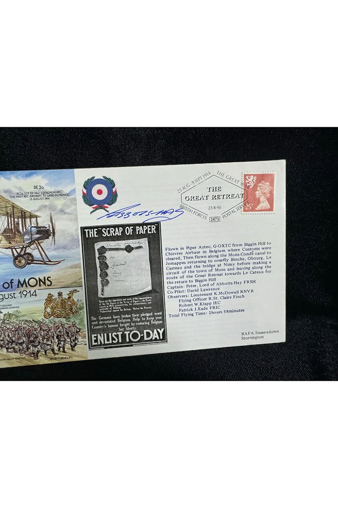 İngiltere İlk Gün Zarfı 1995 The Battle of Mons FDC Islak İmzalı