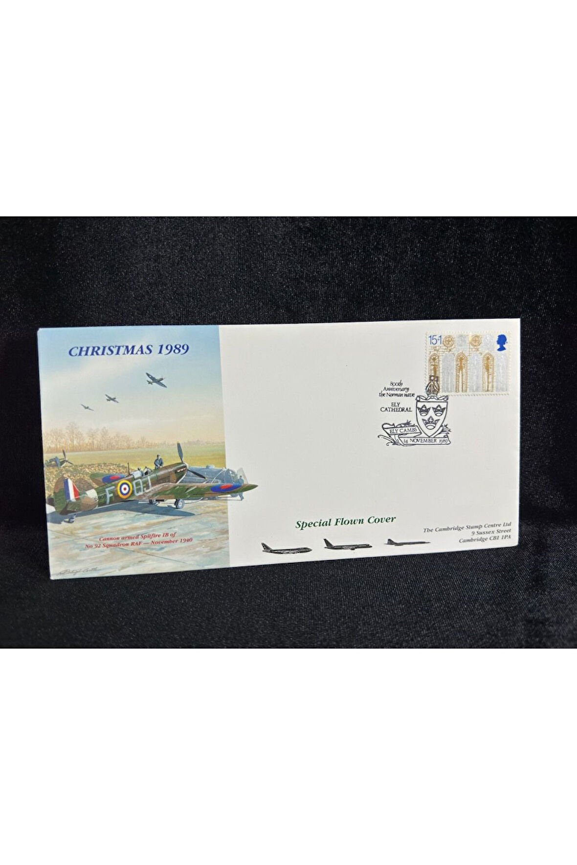 İngiltere Uçak ve Noel Temalı İlk Gün Zarfı FDC 1989-11-14 Limited No. 13/50