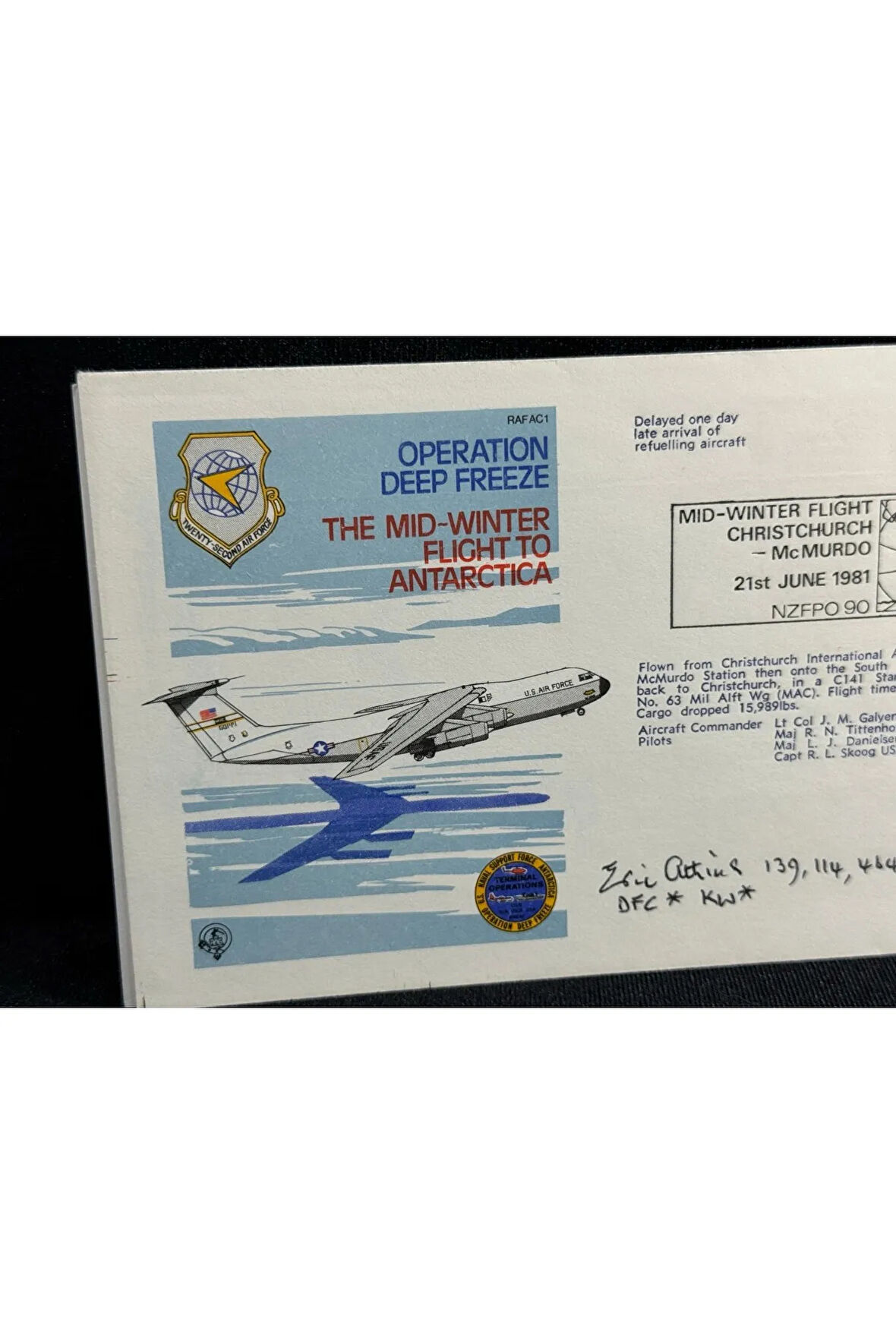 1981 Yeni Zelanda Operation Deep Freeze cover Sgd Commander İLK GÜN ZARFI FDC ISLAK İMZALI