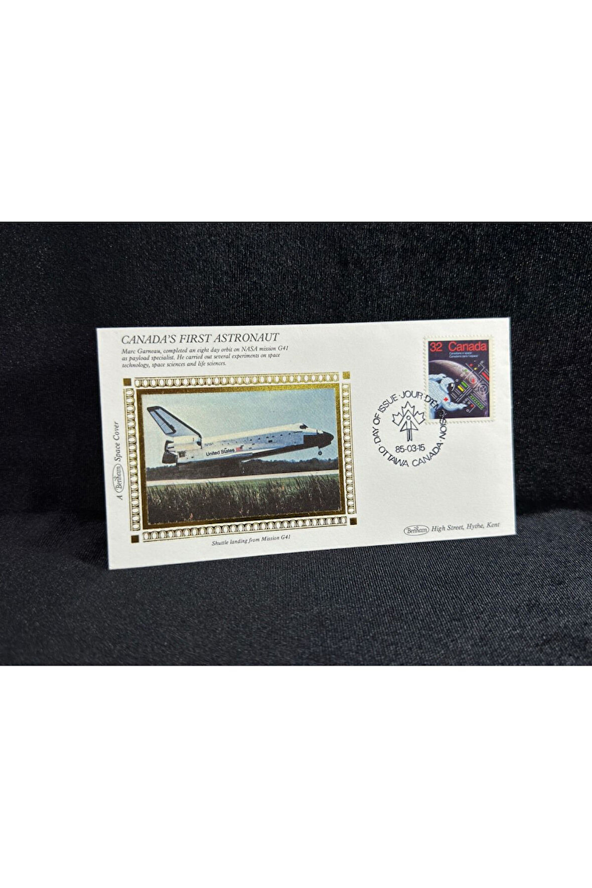 1985 CANADA UZAY TEMALI İLK GÜN ZARF CANADA'S FİRST ASTRONAUT SHUTTLE LANDİNG G41