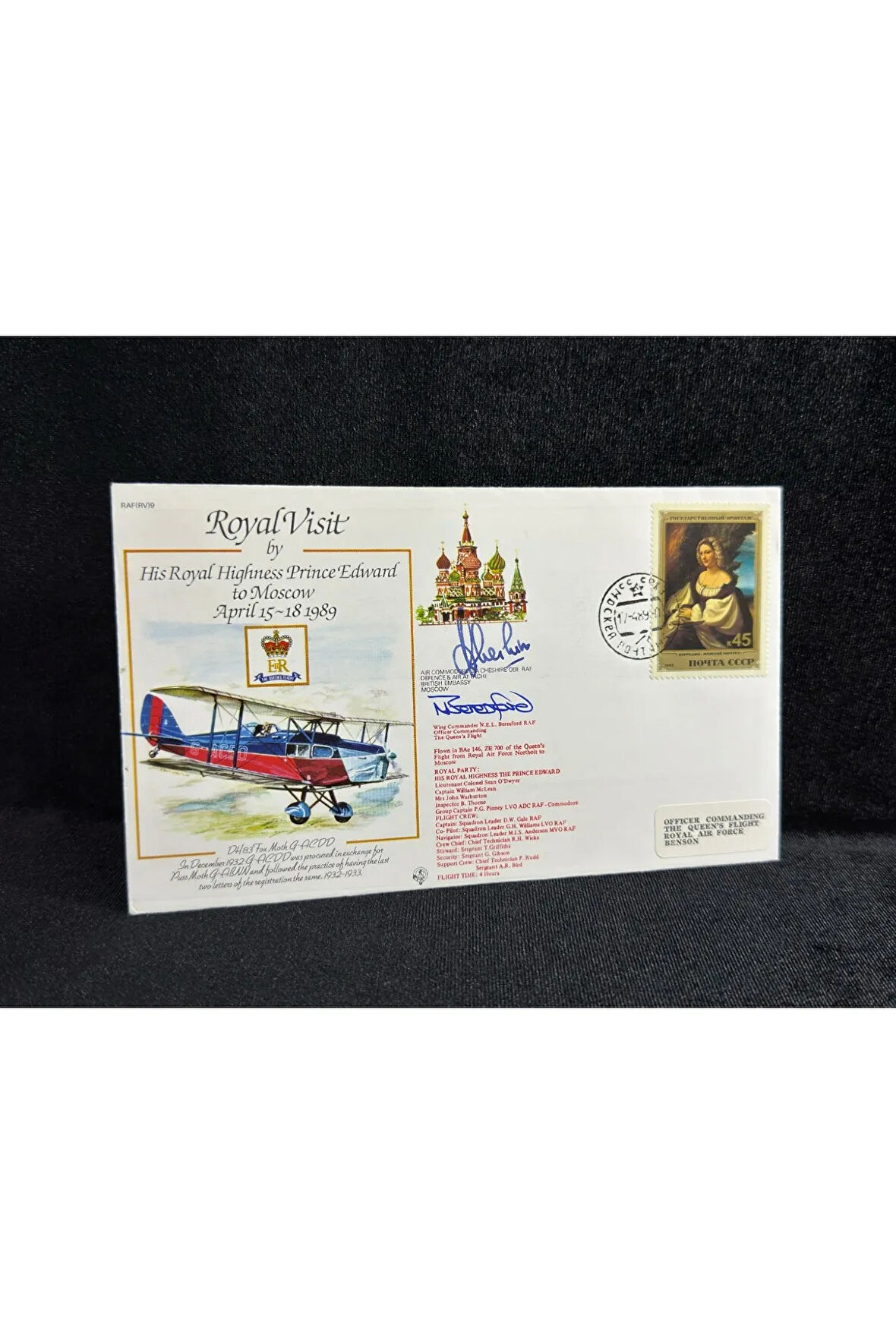 1989 İngiltere Kraliyet Hava Kuvvetleri Prens Edward Moskova ziyareti İMZALI LİMİTED ROYAL AİR FORC