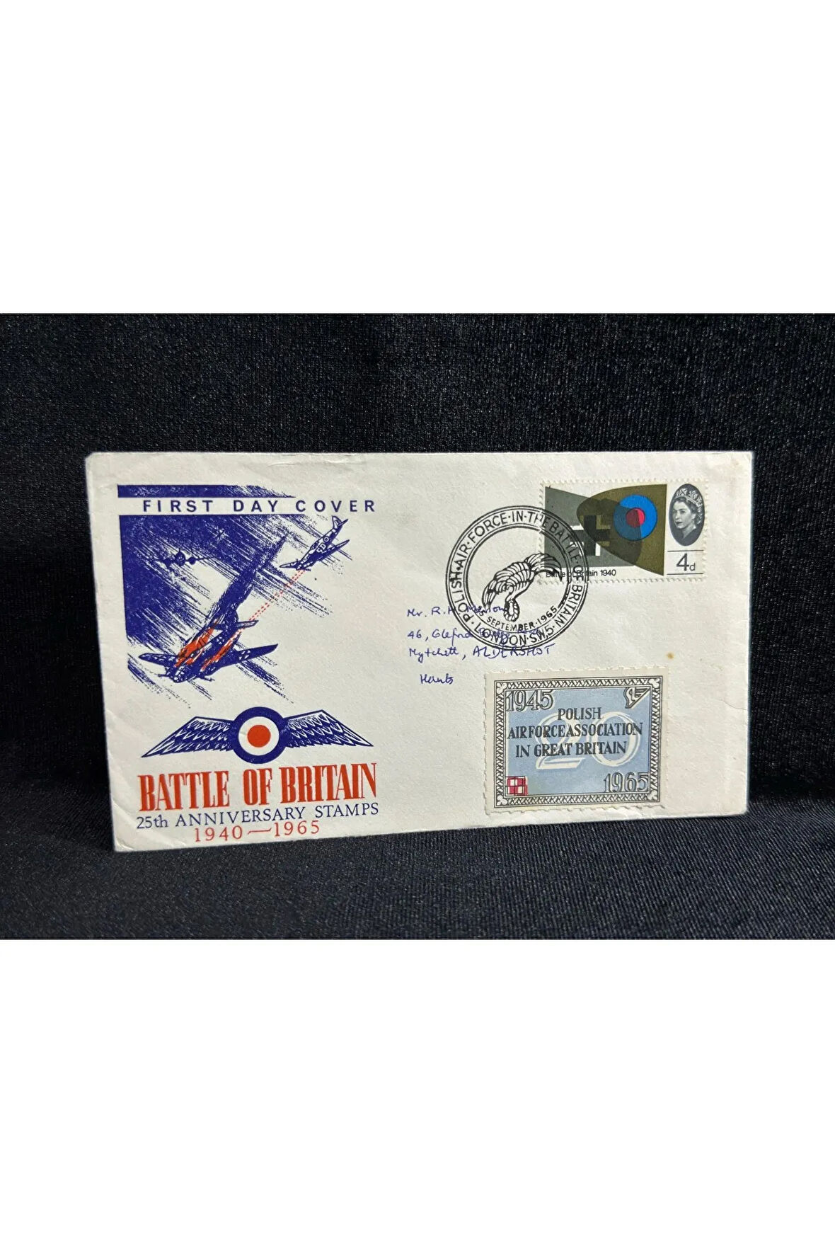 1965 İngiltere Polish Air Force in the BATTLE OF BRİTAİN 25. Ann. ROYAL AİR FORCE FDC İlk Gün Zarf