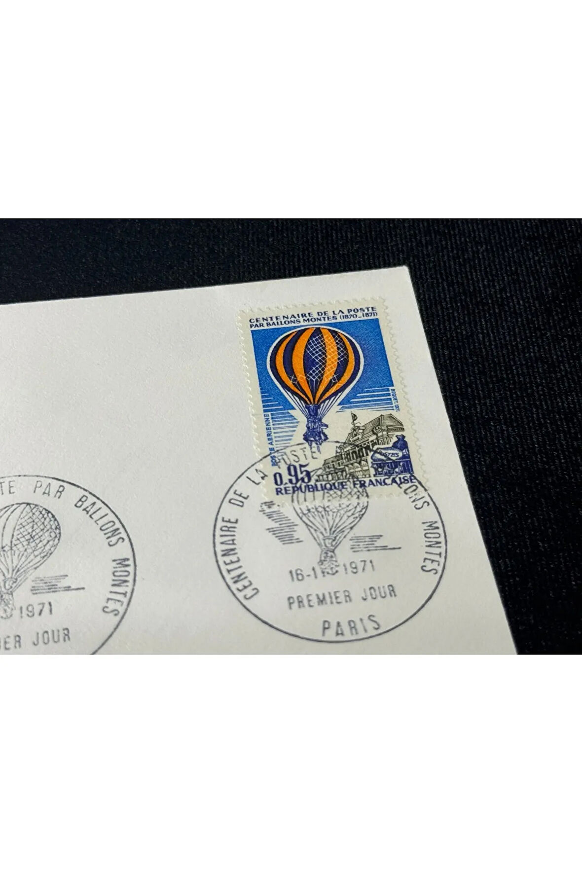 1971 Fransa İlk Gün Zarfı Sıcak Hava Balon Havacılık temalı İpek Baskı France FDC